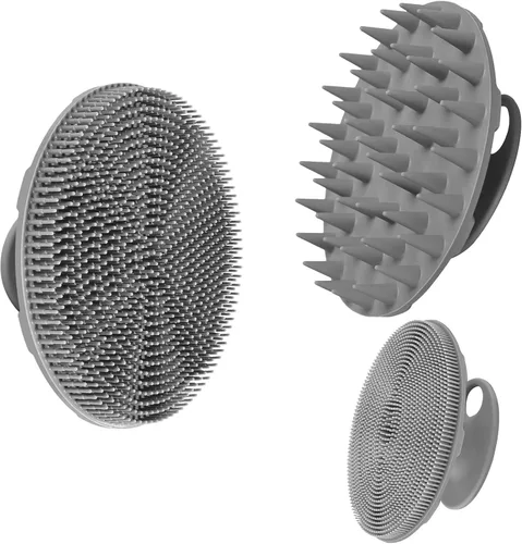 Vista 11 de INNERNEED Cepillo de ducha de silicona suave de grado alimenticio, con masajeador de cuero cabelludo, cepillo de champú, cuidado manual del cuero