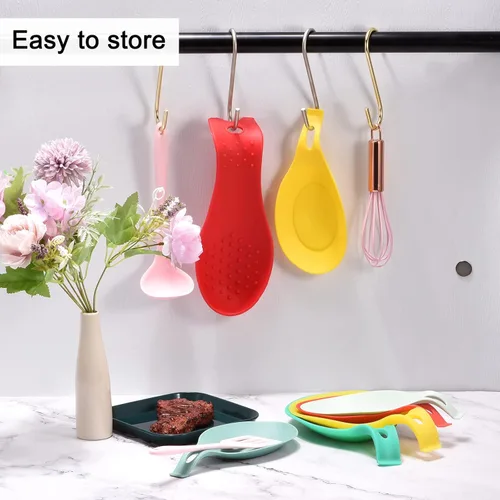 Vista 6 de uxcell Soporte de cuchara de silicona, 7.68 x 3.74 pulgadas, resistente al calor, soporte para utensilios de cocina, espátula, soporte para cucharón