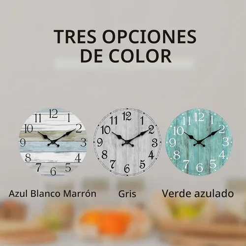 Vista 3 de 8 Inch Silent Wall Clock, Battery Operated, Blue White A-blue White