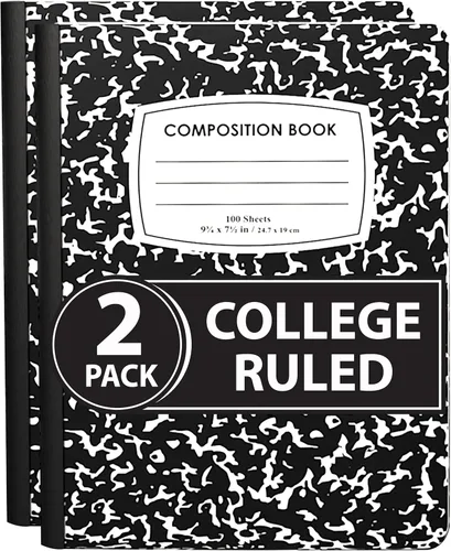 Vista 11 de ENVO Cuadernos de composición, cuaderno de composición de rayas anchas, cuaderno de composición de tapas de mármol negro, 100 hojas