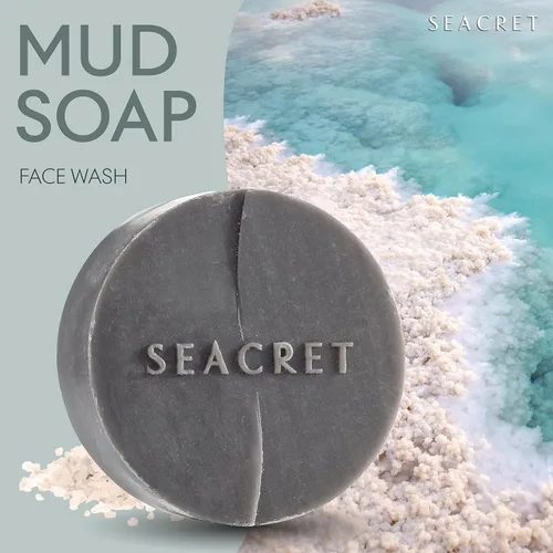 Vista 2 de SEACRET Dead Sea Mud Soap Bar - Deep Pore Purifying & Refining Facial Cleanser with 21+ Minerals and Witch Hazel, Natural Exfoliating Spa Bar for