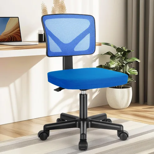 Vista 10 de DUMOS Juego de sillas de escritorio sin brazos, 2 unidades, silla giratoria de oficina en casa ergonómica ajustable con ruedas, sin brazos, cómodas