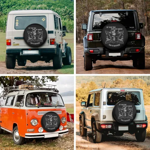 Vista 3 de Cubiertas de neumáticos de repuesto para remolques de caravana, cráneo pirata, resistente a la intemperie, a prueba de polvo, universales