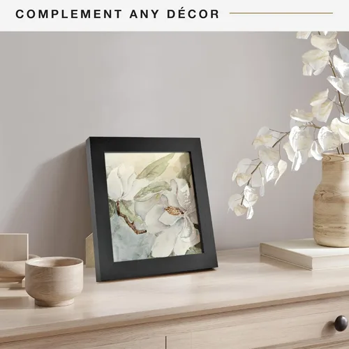 Vista 3 de MCS Studio Gallery 8x8 Marco de Imagen de Madera de Ingeniería de Grano de Madera Negro, Colgante de Pared y Caballete para Exhibición en Mesa