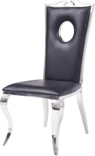 Fabric & Stainless Steel Side Chair Set of 2, Dining Chairs for Room Table & Seating Chair Sets Kitchen, Armless High Back Stationary Standard Black