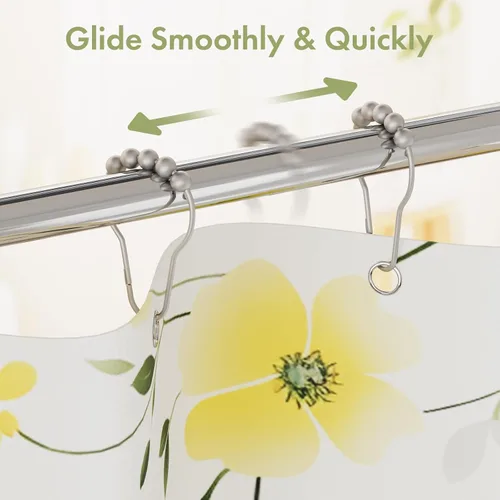 Vista 127 de Amazer - Juego de 12 ganchos decorativos para cortina de ducha de acero inoxidable para barras de cortinas de baño, blanco acrílico