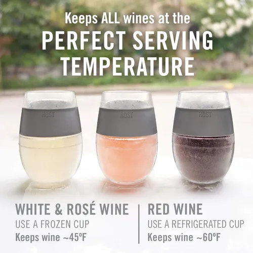 Vista 3 de Host Vasos Enfriadores de Vino con Congelación, Copas de Vino de Plástico para Vinos Tintos y Blancos, Vaso Aislante de Doble Pared Congelable