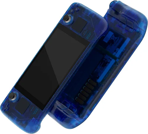 eXtremeRate - Carcasa de repuesto transparente azul personalizada para Steam Deck LCD, carcasa de repuesto para consola portátil, carcasa completa