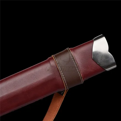 Vista 6 de Espada medieval guerrero real forjado a mano de acero de resorte de 46 pulgadas con vaina negramarrón, modernización de espada larga, hecha a mano