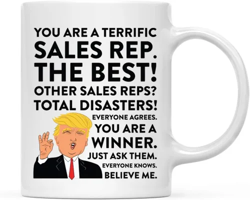 Vista 18 de Andaz Press Round 11 oz taza de té de cerámica para café divertido presidente Donald Trump regalo de Navidad, You are a Terrific Aquatic Biologist