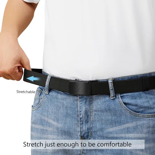 Vista 4 de LionVII Cinturón elástico de trinquete para hombre, cinturón elástico para trabajo con hebilla automática para hombres, ajustable para adaptarse a