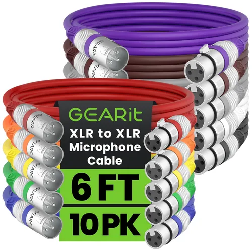 Vista 11 de GEARit XLR - Cable de micrófono macho a hembra (1 pie, paquete de 10) mezclador blindado equilibrado de 3 pines, estudio de grabación, podcast