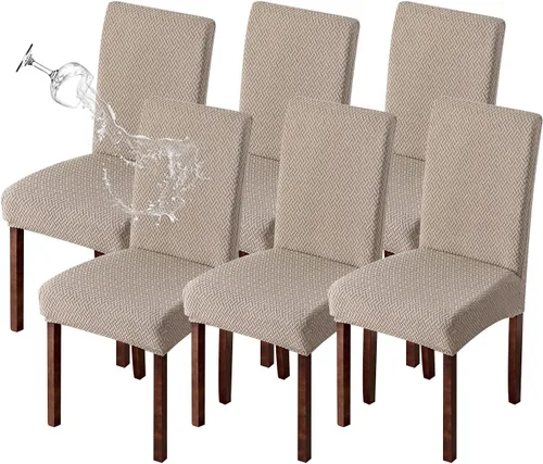 Vista 33 de Genina Juego de 4 fundas impermeables para sillas de comedor Parson, fundas para sillas de comedor, color blanco Impermeable-blanco
