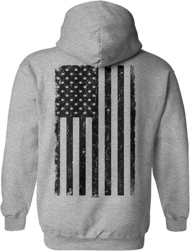 Tcombo Sudadera con capucha unisex con la bandera de Estados Unidos en color negro envejecido