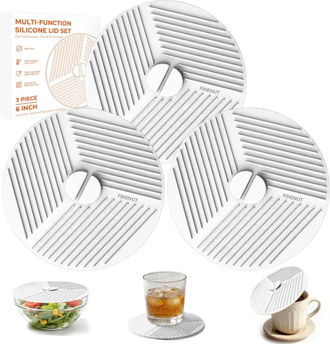 3 Pack 6 Inch Silicone Lids for Bowls, Microwave Splatter Cover Food Storage Universal Multi-Use Pot Holders Trivet Mats, Heat Resistant Dishwasher