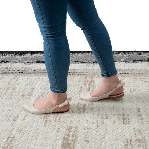 Vista 9 de Abani Alfombra marfil para sala de estar, dormitorio, patrón abstracto, duradera y fácil de limpiar (2 x 3 pies)