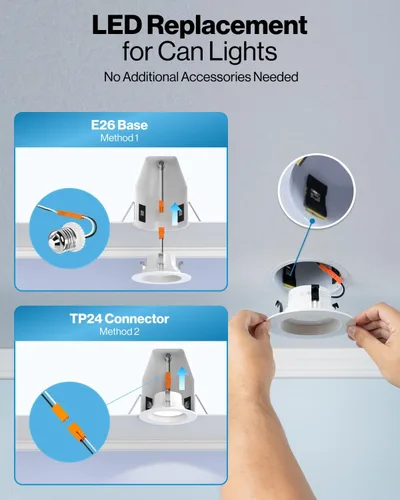Vista 6 de Sunco - Luces LED empotrables de 4 pulgadas, luz de lata retrofit para techo, moldura biselada, 660 LM, 11 W (equivalente a 60 W), blanco cálido