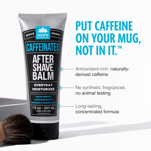 Vista 2 de Loción con cafeína para después de afeitarse marca Pacific Shaving Company, 3 oz, paquete de de 1