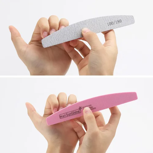 Vista 5 de Kit de 35 limas y pulidores de uñas de grano 100/180, bloques de lijado y pulido reutilizables, limas de esponja de doble cara, tableros de esmeril