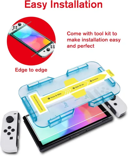 Vista 6 de bersem Paquete de 2 protectores de pantalla de vidrio templado compatibles con Nintendo Switch OLED de 7 pulgadas 2021, kit de alineación