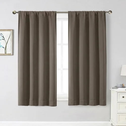 Vista 218 de Cortinas opacas para dormitorio, sala de estar, juego de 2 paneles de 54 pulgadas de largo, cortinas de oscurecimiento de habitación con aislamiento