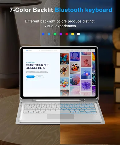 Vista 4 de for Samsung Galaxy Tab S11 Ultra 14.6 inch Keyboard Case, 7 Colors Backlit, Multi-Gesture Smart Touchpad, Detachable Bluetooth Wireless Trackpad