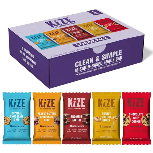 Vista 25 de KiZE Energy Bars - Barras energéticas de reemplazo de comidas con alto contenido de proteínas, a base de mantequilla de almendras, sin gluten, sin