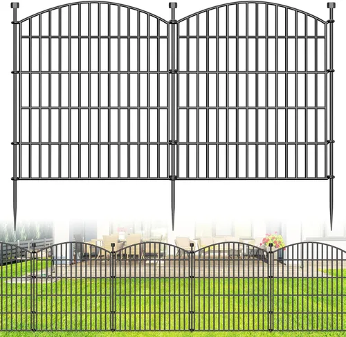 Vista 10 de Panel de cerca de barrera para animales, 24" de alto x 10 pies de largo, cerca decorativa sin excavar, panel de alambre metálico a prueba de óxido